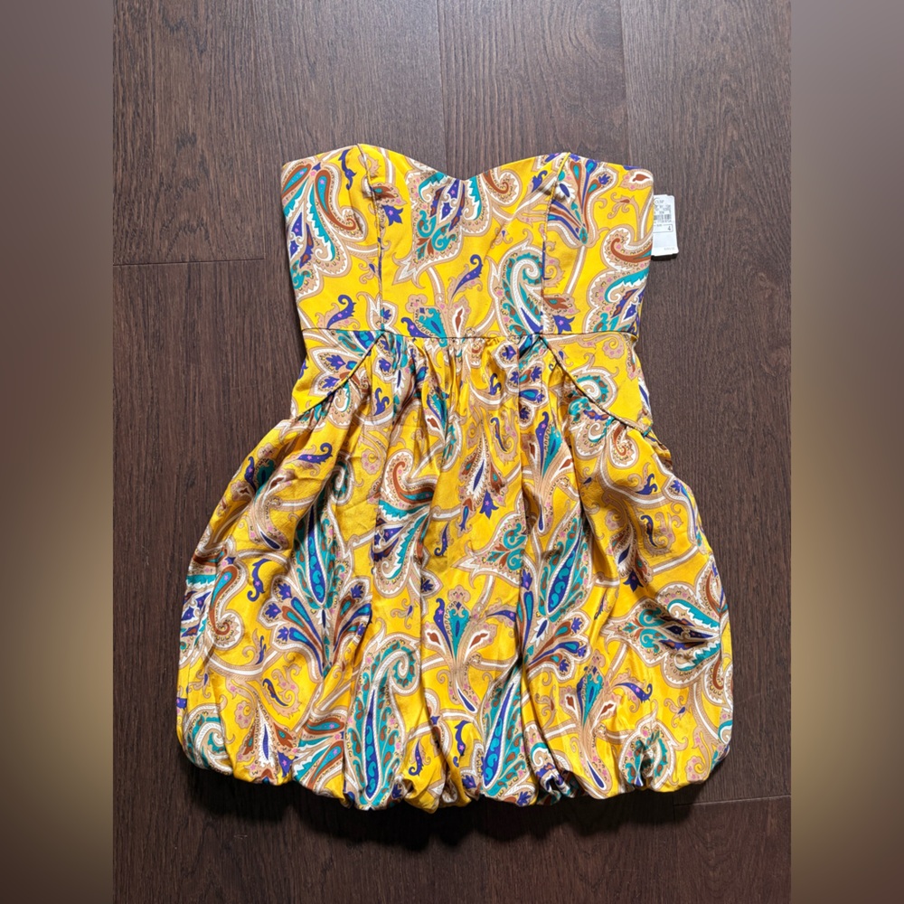 Tibi Strapless Dress in Yellow Paisley - Picture 2 of 7